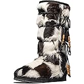 AU&amp;MU Aumu Womens Comfort Suede Fur Shearling Stylish Knee High Winter Snow Boots Women Sheepskin