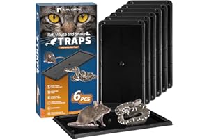 LULUCATCH Mouse Traps, 6 Pack Large Glue Traps Mouse Traps Indoor for Home, Pre-Baited Non-Toxic Bulk Glue Boards for Mice, Snakes, Rat, Lizard & Spiders, Pet Safe Pest Control