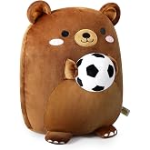Onsoyours Original Bear Plush with Soccer Ball, Cute 12 inch Sport Brown Bear Stuffed Animal, Ultra Soft Collectible Hugging Gift Plush Toy