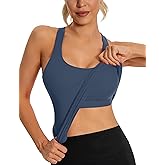 MathCat Seamless Workout Tank Top for Women with Built in Bra, Padded Racerback Ribbed Athletic Yoga Camisole