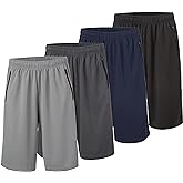 Essential Elements Men’s Athletic Shorts 4 Pack – Quick-Dry Moisture Wicking Basketball, Gym & Workout Shorts with Pockets