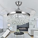 WWahuayuan 36" Chandelier Ceiling Fan Light, Modern