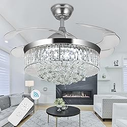 WWahuayuan 36" Chandelier Ceiling Fan Light, Modern