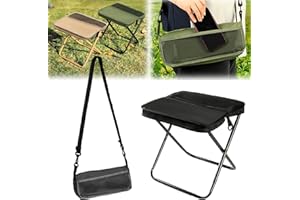 Nicerice Portable Foldable Backpack Stool,Tiny Foldable Stool which can Turned Into a Satchel,Mountaineering and Hiking Portable Stools with Two Storage Pockets - Truly Free Your Hands (Black, Large)