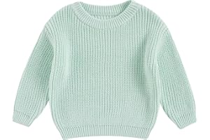 Qmlyev Newborn Toddler Baby Girl Boy Knit Sweater Round Neck Sweatshirt Long Sleeve Tops Pullover Fall Winter Clothes