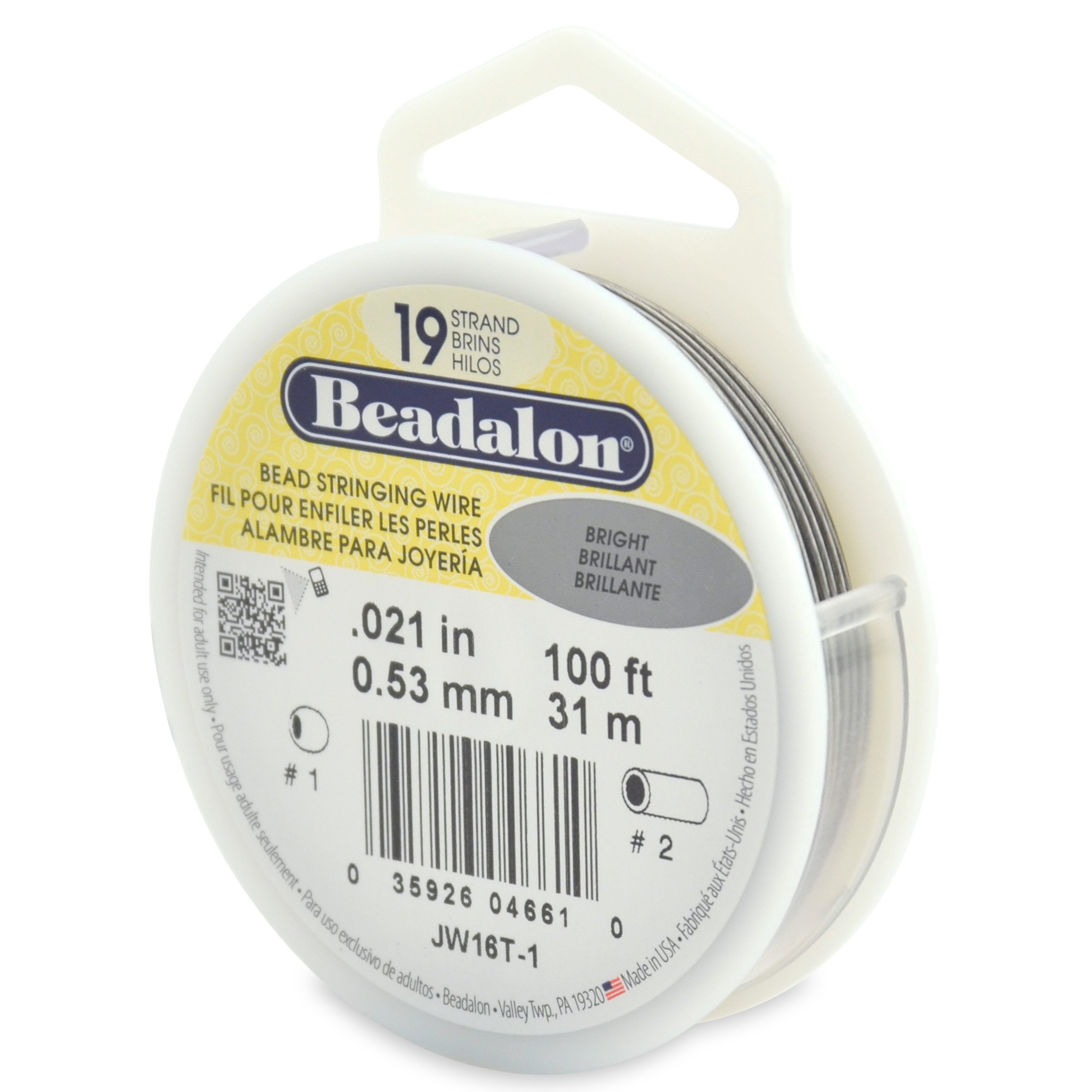 Beadalon 31 m Reel 0.53 mm Diameter 19 Strand Wire, Bright