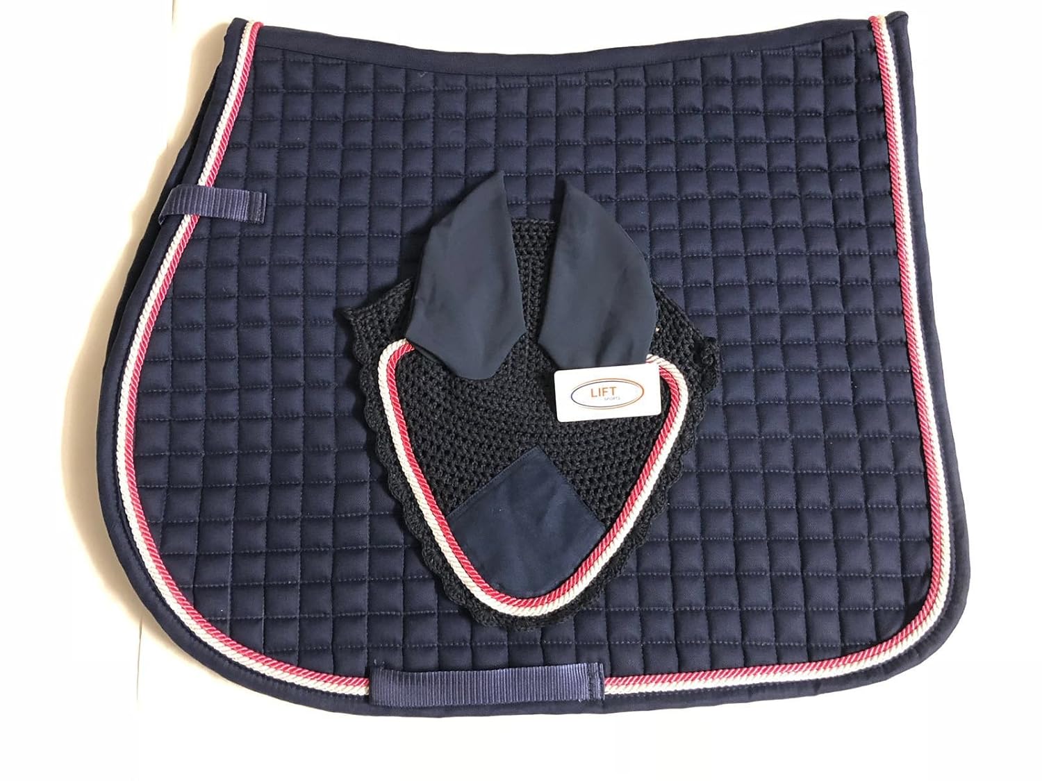 セール 鞍アクセサリー Horse英語サドルパッドwith B079lcx73l Fly Bonnet With Matching Earネット通気性コットンハンドメイドフルサイズstretchable耳 フル レッド New限定品 Www Dicksonhatfield Com