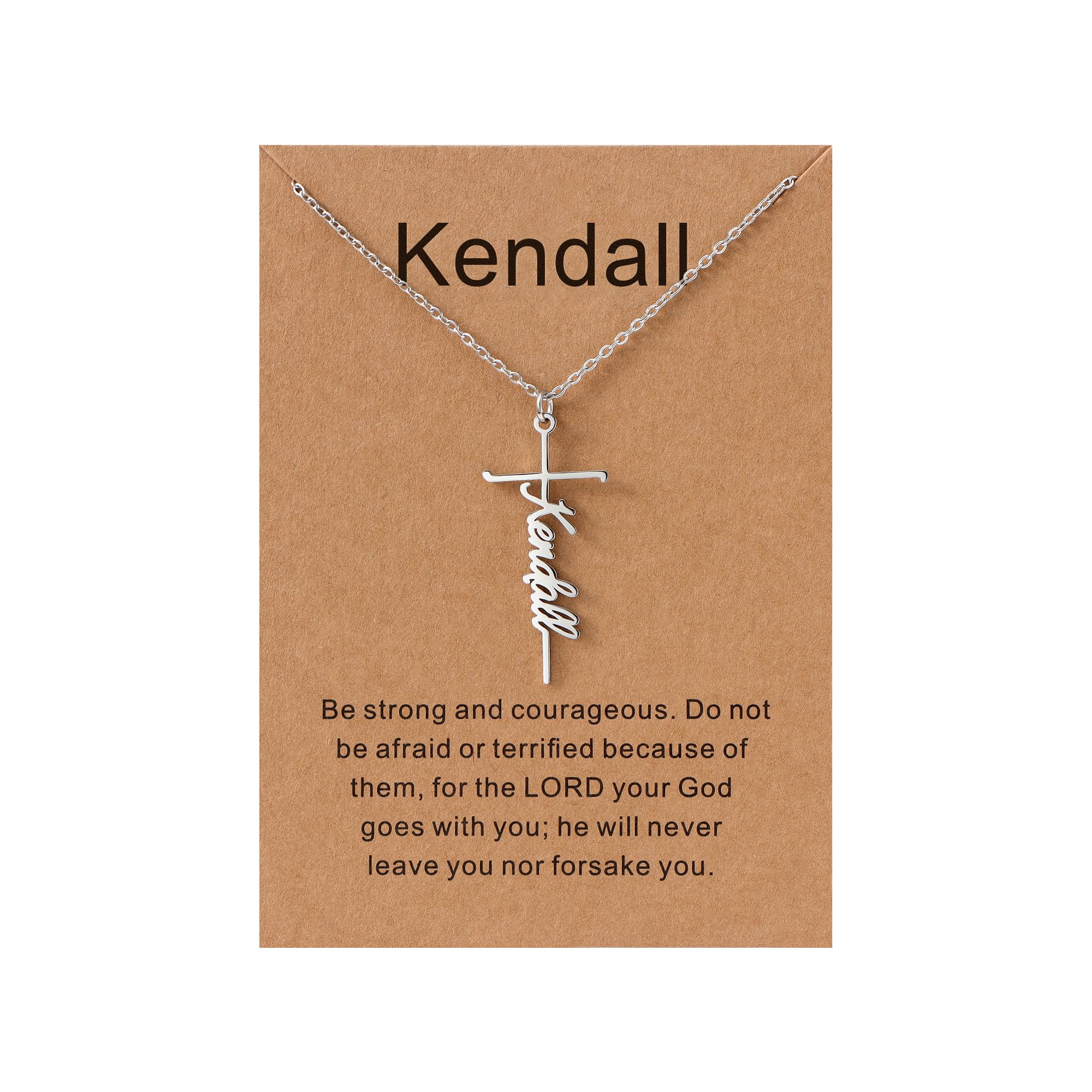 Lcherry Kendall Name Cross Necklace Personalized