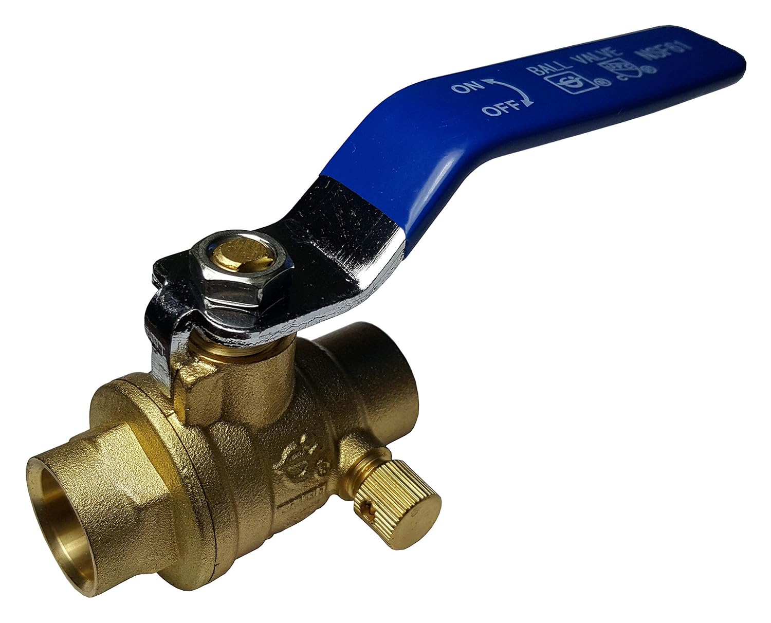 1 Piece Xfitting 1 2 Sweat Ball Valve With Drain Lead Free Brass 600 Wog Full Port 1 4 Turn