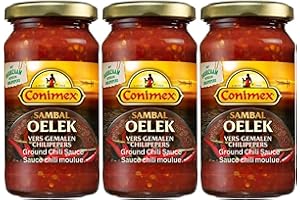 VALUBNDL: Conimex Sambal Oelek Hot Chili Paste (Bulk 3-Pack) – 600g Total (200g Jars) – Authentic Dutch-Indonesian Ground Chi