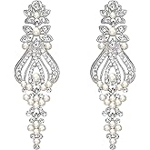 EleQueen Women's Wedding Rhinestone Crystal Vintage Style Cluster Chandelier Dangle Earrings, Jewelry Gift for Bride Bridesmaid/Anniversary/Memorial Day
