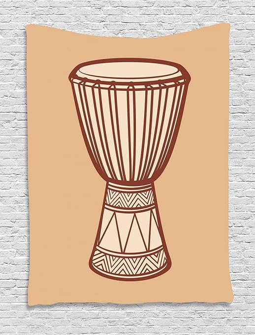 Lunarable Drum Tapestry, Indigenous Djembe Exotic Native