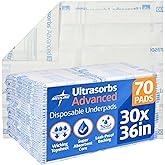 Medline Advanced Ultrasorbs Drypads, 30" x 36", 70 Count, Large Disposable Bed Pads, Incontinence Bed Pads, Super Absorbent Chucks For Adults, Elderly, 300 lb Weight Capacity