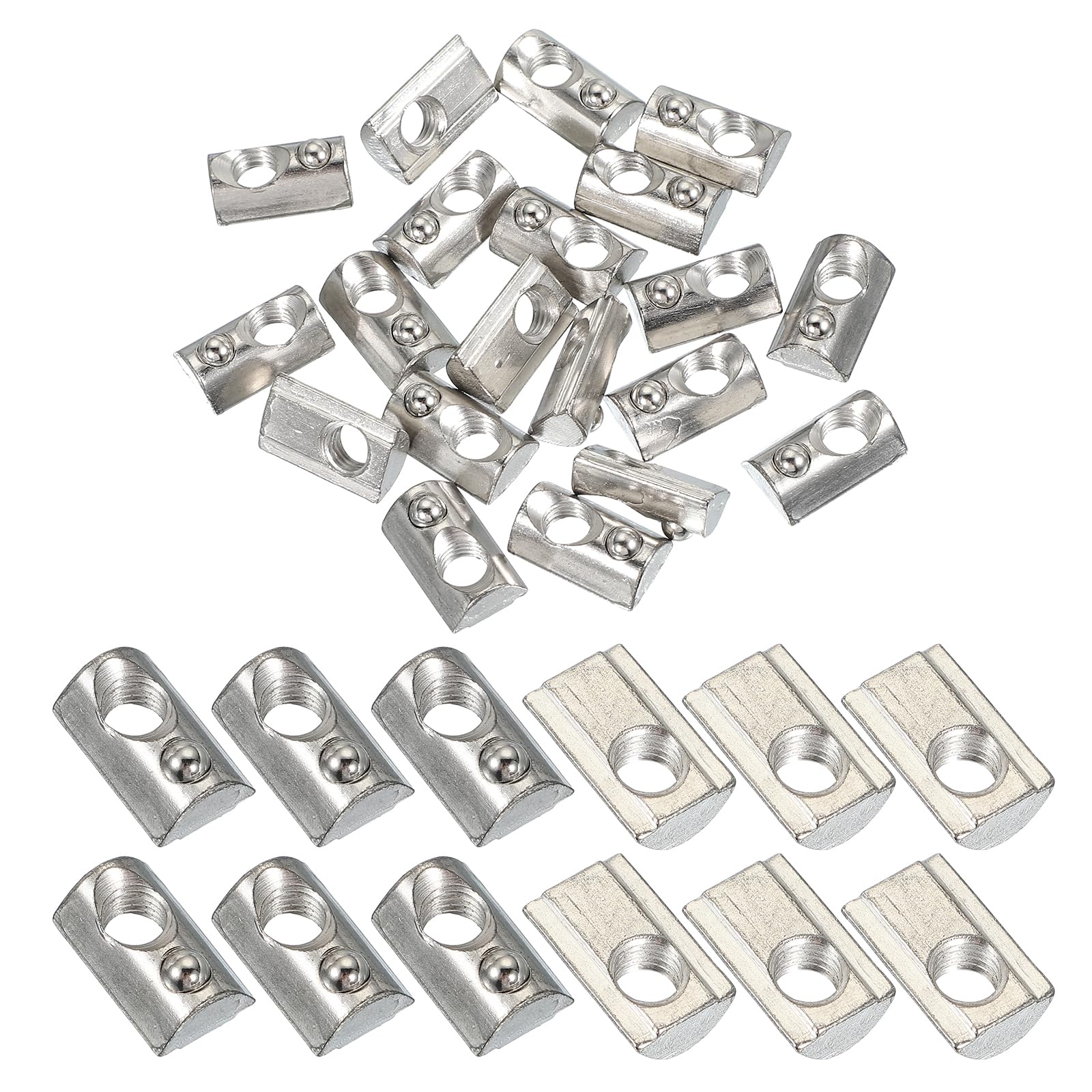 PATIKIL 4040 Series M8 t Slot Nuts, 20pcs Roll-in Spring Ball Loaded Elastic Nuts with 8mm Slot for Aluminum Extrusion Profile Rail 3D Printer, Silver