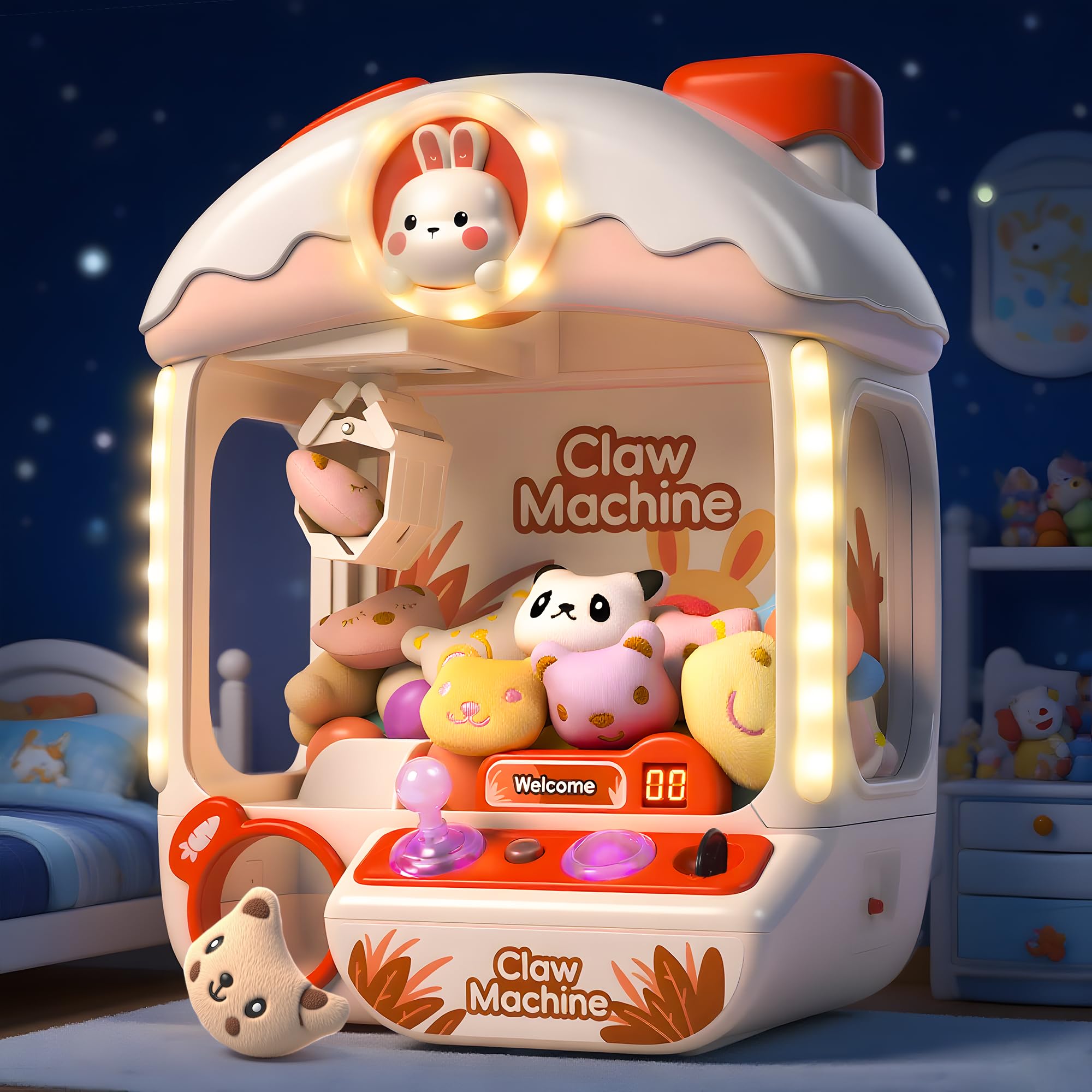 Photo 1 of  Machine for Kids,Large Rabbit Toy Claw Machine,Mini Arcade Claw Machines with Sound Lights,360° Crystal Joystick,Fidget Toys and Surprise Eggs,Birthday Gifts for Girls Boys