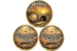 He is Risen Resurrection Coin, Resurrection of Christ Commemorative Coin, Double Sided Vintage Christian Prayer Coins, Inspir