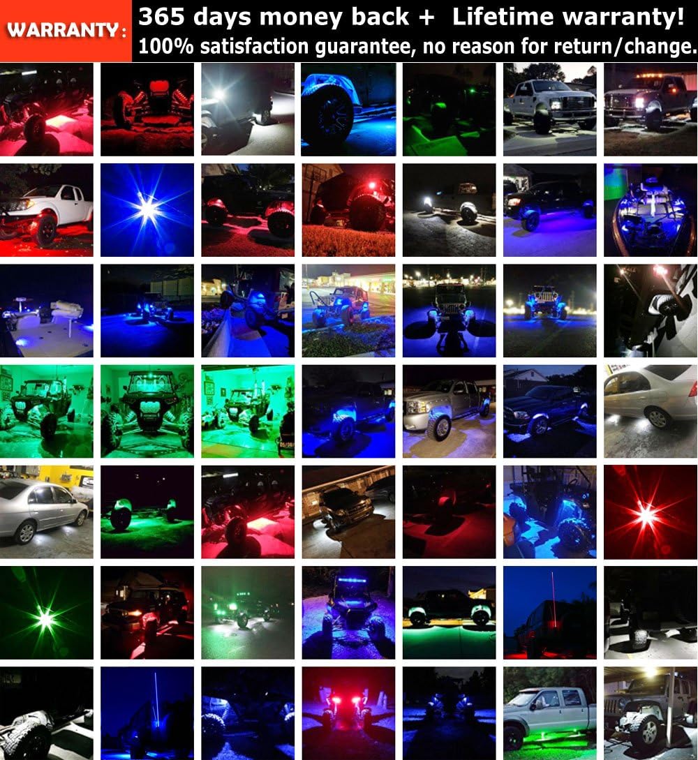 Amak 4 Pods LED Rock Light Kit for JEEP ATV SUV Offroad Car Truck Boat Underbody Glow Trail Rig Lamp Underglow LED Neon Lights Waterproof - White: Automotive