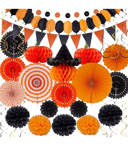 Decoraciones De Fiesta De Halloween, Color Negro, Morado, Naranja, Verde, 20 Linternas De Papel, Pompones De Tejido, Bolas De Panal, Hotel Transylvania Hocus Pocus, Cumpleaños, Baby Shower, Decoración