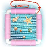 MyFunBBsdar Shark Tooth Sifter,Floating Sand Sifter with Anti-Lost Wrist Strap,Durable PVC Shark Teeth Sifter for Sea Shells,Fossil Hunting,Beach Treasure Hunting Essentials-Pink