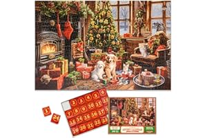 Christmas Advent Calendar 2025 Jigsaw Puzzles with 1:1 Reference Poster - 1000pcs Holiday Puzzles for Kids and Adults, 24 Box