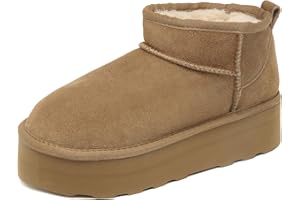 Meik Mangni Women's Ultra Mini Platform Fashion Boot Classic Short Ankle Boot Cloud Warm Fur Lined Snow Boots Anti-Slip Winter Boots for Outdoor,Size: 6-10 US