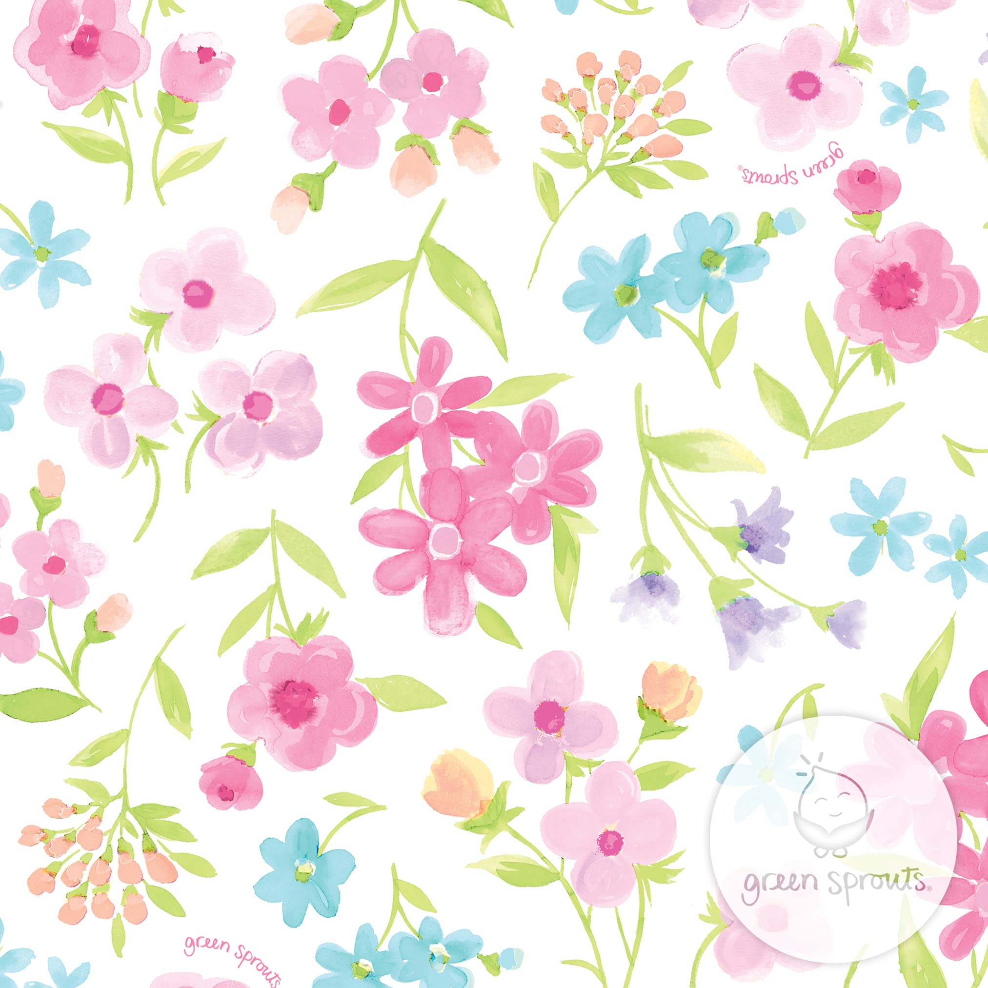 green sprouts Pull-up Reusable Absorbent Swimsuit Diaper - White Flower Bouquet - 3T