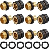 Hourleey Garden Hose Quick Connector, 3/4 Inch Male and Female Garden Hose Fitting Quick Connector, 6 Set