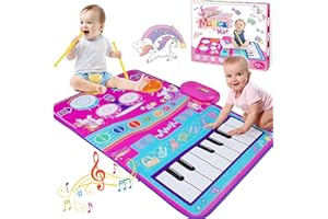 DASTION-99 Toddlers Toys for 1 2 3 Year Old: 3 in 1 Musical Baby Play Mat Piano Unicorn Toys for 3 4 5 6 Year Old Girl First Birthday Gifts for 3+ Year Old Girls Learning Toys Age 3-5 5-7