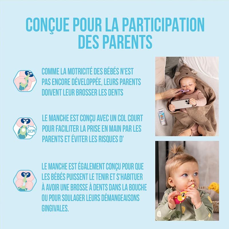 Jordan ® | Step 1 | Brosse à dents pour bébés de 0 à 2 ans | La brosse à dents originale pour tout-petits avec des poils extra doux et un anneau de morsure doux pour les gencives des bébés | 2 unités