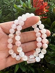 Rose Quartz and Selenite Crystal Bead Bracelet
