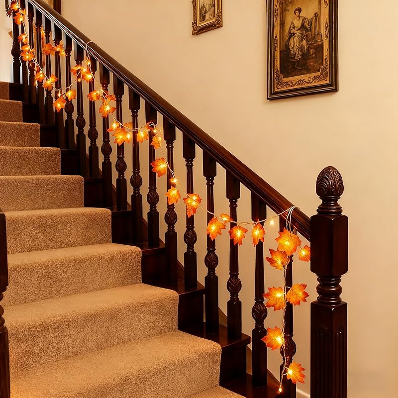 Guirnalda de luces AdalyRoma con hojas, 2,5M 20LED hojas de arce