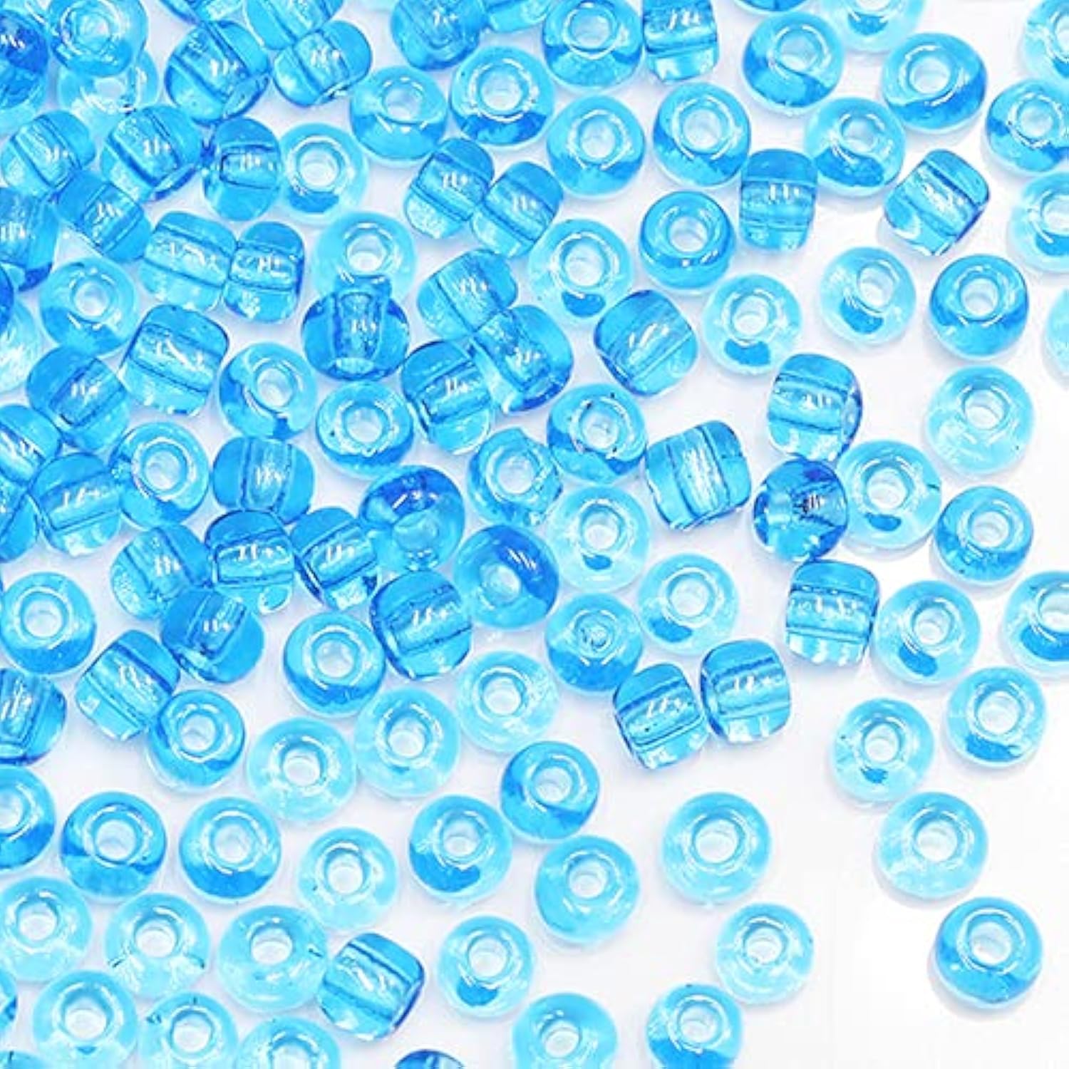 Tibaoffy Blue Transparent Beads Size 6/0 Crafts Glass Seed Beads 4mm for Jewelry Making (Total About 100g About 1200pcs)