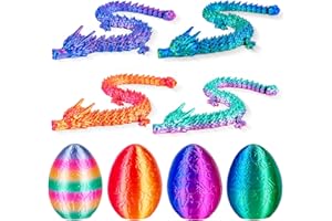 3Dgenius 4Pcs 3D Printed Dragon Eggs Mini Dragon Eggs with 8.86inch Dragon Inside 3D Printed Toys Dragon Toys for Kid & Adults, Easter Home Decor, 4Pack1