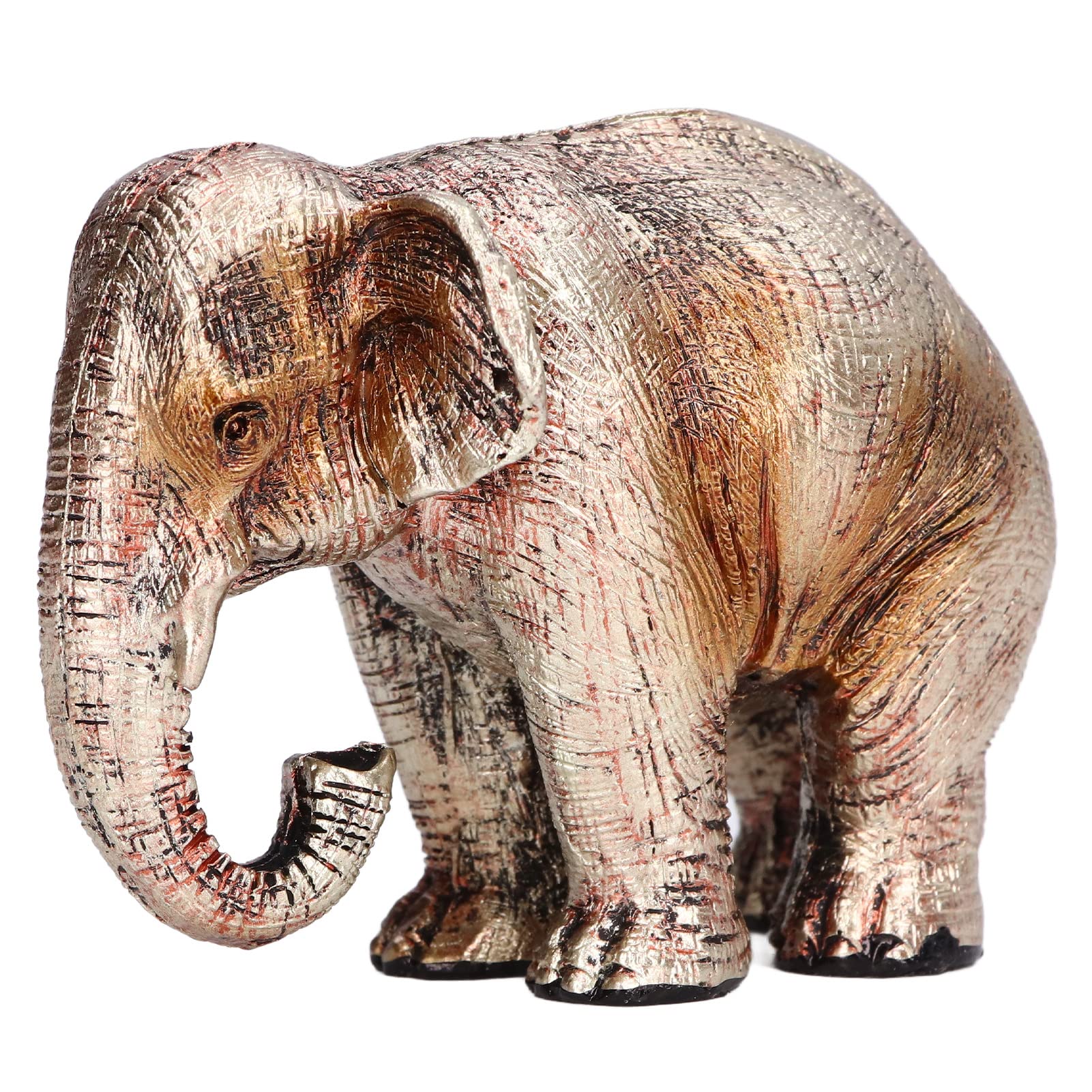 AUNMAS Elephant Statue Figurine, Feng Shui Elephant Decor with Trunk Up/Down Retro Exquisite Workmanship Elegant Cute Elephant Good Luck Ornament for Home Office Temple Decoration(Trunk Down)