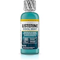 Listerine Cool Mint Antiseptic Mouthwash for Bad Breath, Plaque and Gingivitis, Travel Size, 3.2 Fl Oz (Pack of 2)