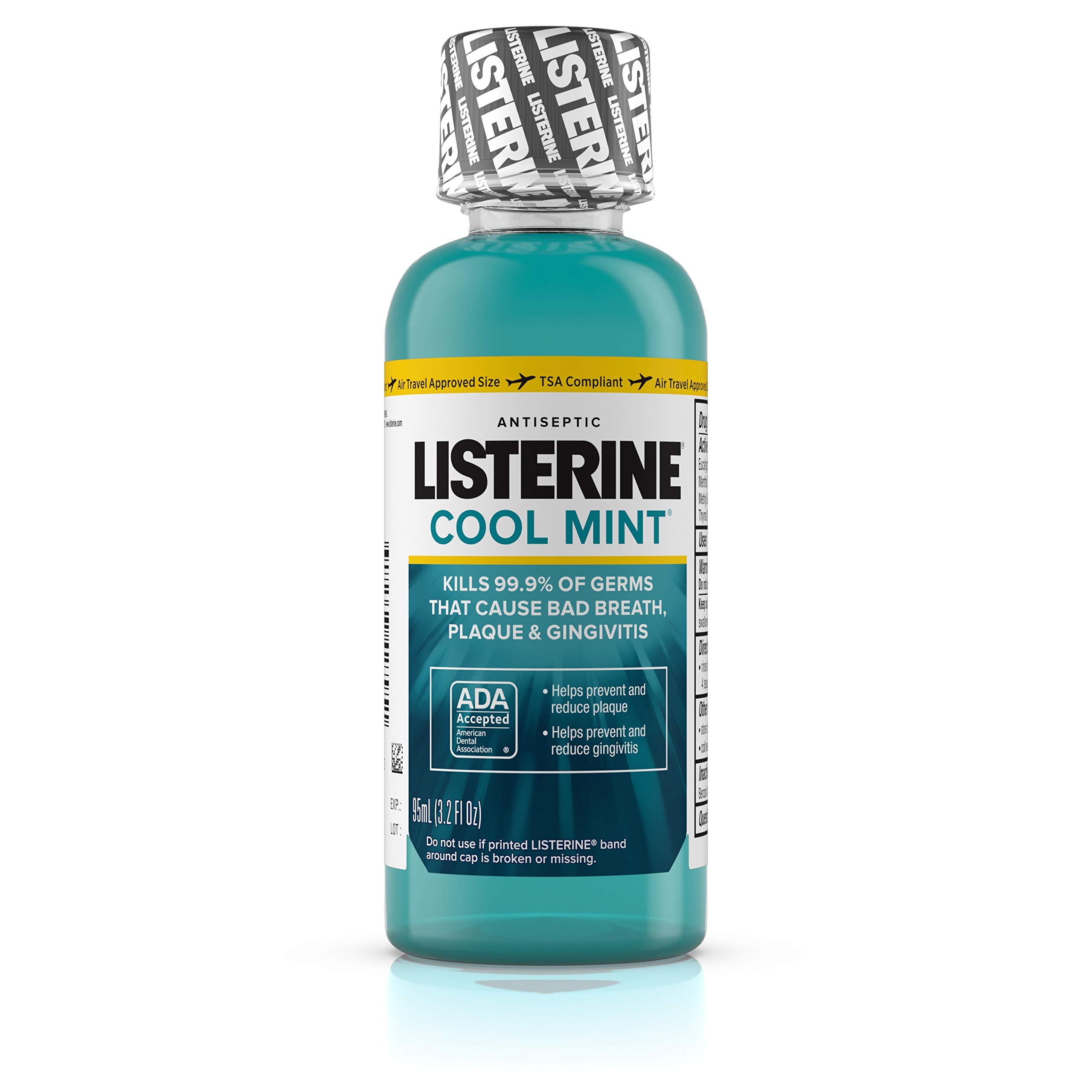 Listerine Cool Mint Antiseptic Mouthwash to Kill 99 of Germs that Cause Bad Breath, Plaque and
