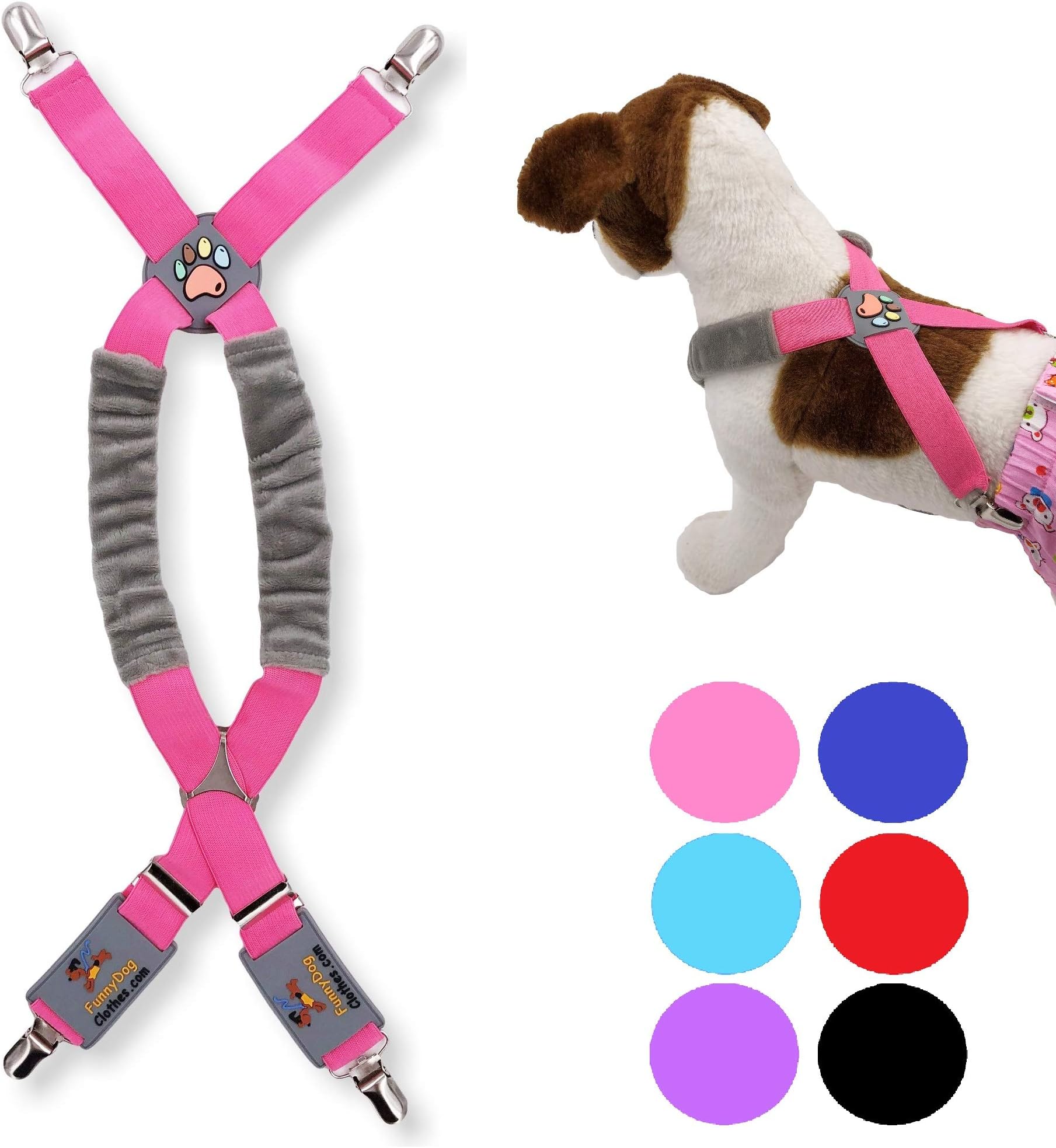Dog Suspenders for Pet Clothes Apparel Diapers Pants Skirt Belly Bands Small Medium and Large Dogs (L/XXL: 25lb - 100lb, Pink)