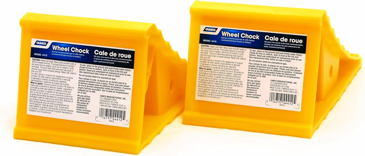 Camco 44414 Wheel Chock Without Rope, Helps Keep Your Trailer RV In Place (Pack of 2): Automotive