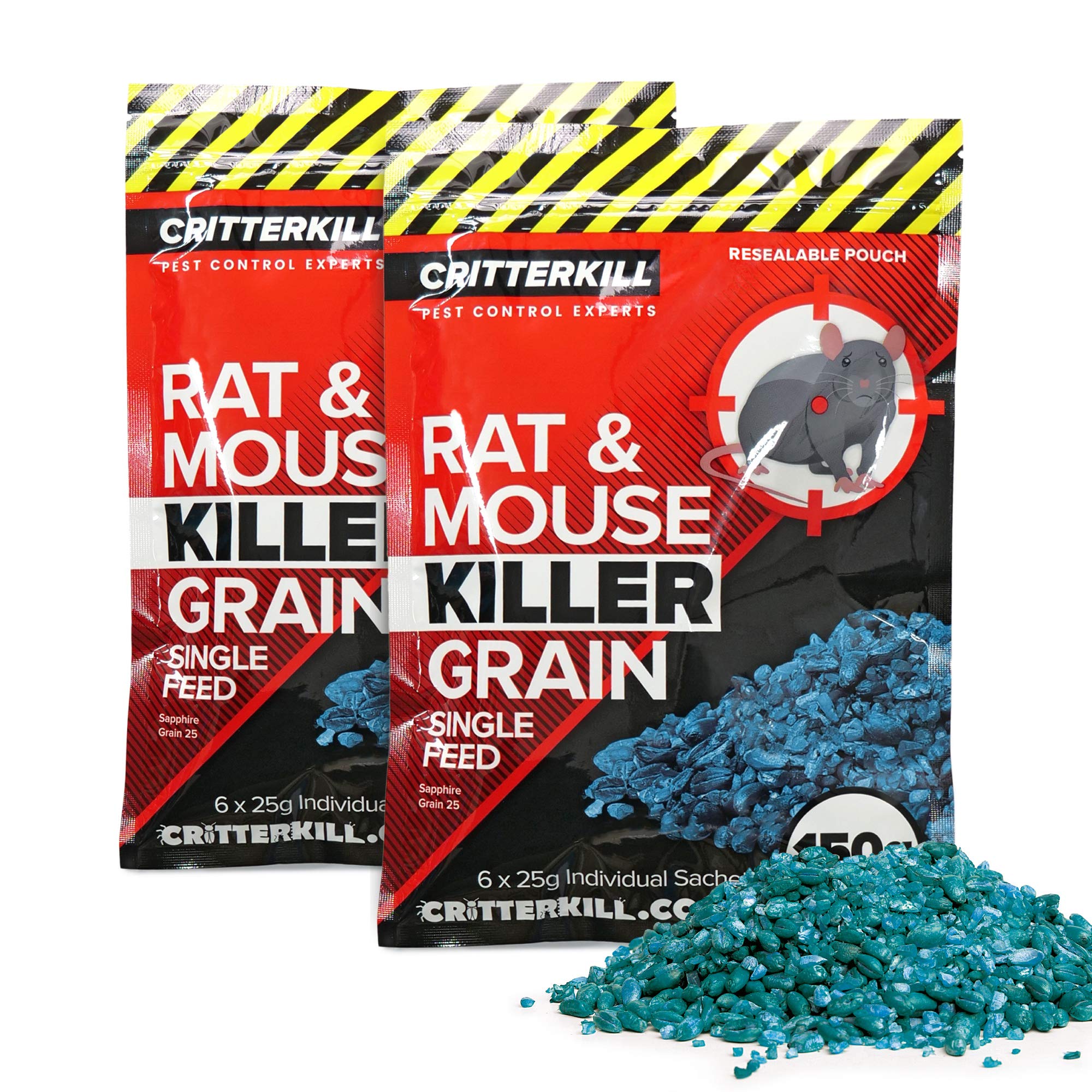 CritterKill Rat & Mouse Killer Poison Grain 150g SINGLE FEED - EXTRA STRENGTH (300g)