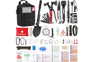 XUANLAN Survival First Aid Kit, 248PCS Survival Tools Camping Essentials Tactical Gear Emergency Trauma Medical Supplies Packed in a MOLLE Pouch, Saber Card,Cool for Men Camping Hiking Outdoor Activities