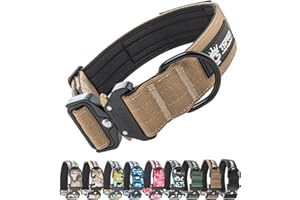 TSPRO Premium Dog Collars Tactical Dog Collar with Patch and Heavy Duty Quick-Release Metal Buckle Durable Thick and Adjustable for Medium to Large Dogs (Khaki L)