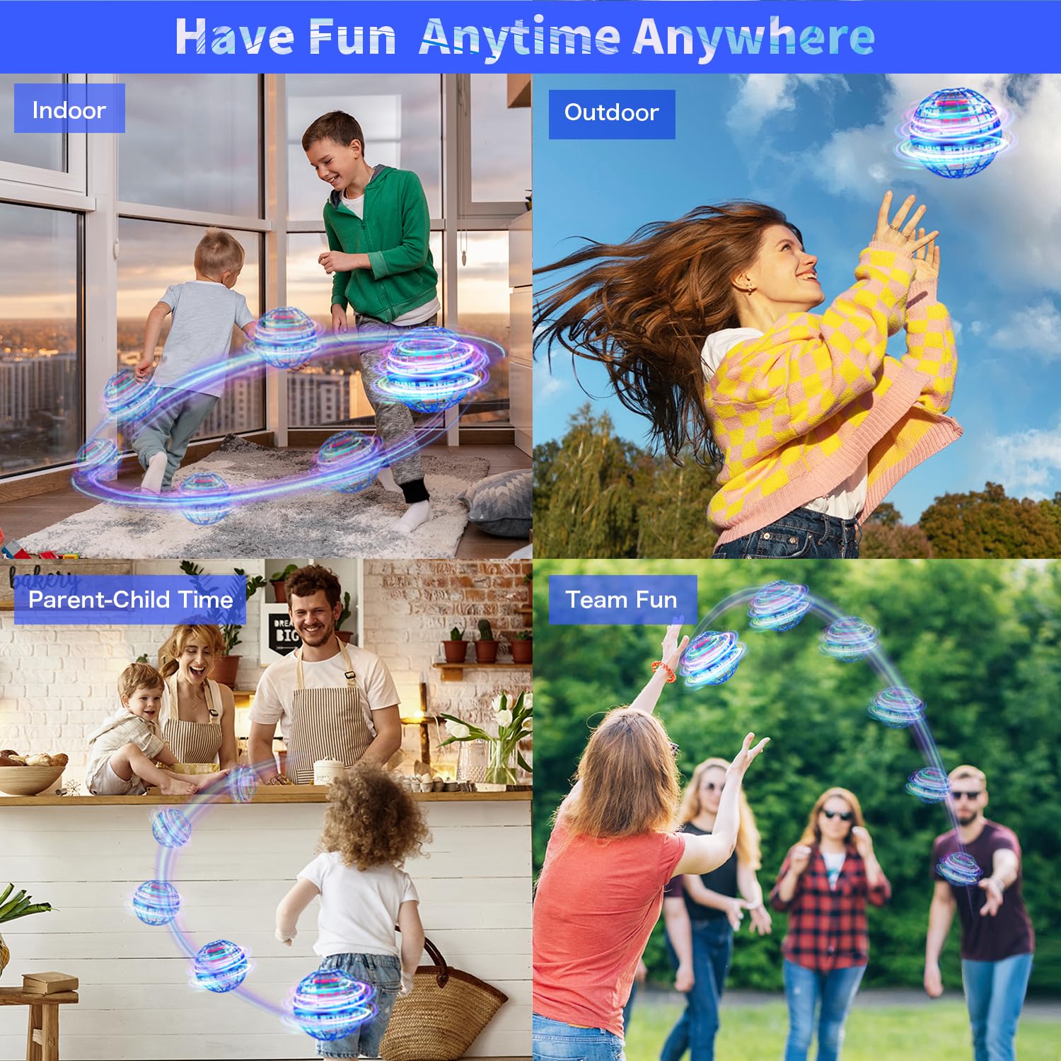 Fliegender Ball, Hover Flying Ball Fliegensphere Magic Schwebender Afara Fly Orb Flugball, Hoverball Spinner Mini Drohne Dekompressionsflugzeug für Kinder, Geschenke Für Jungen Mädchen Indoor Outdoor 6