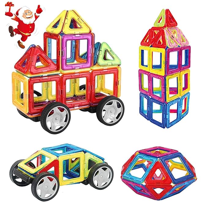 INTEY Magnetische Bausteine 32 tlg Magnetbausteine Ideales Spielzeug als Weihnachtsgeschenk für Kinder ab 3 Jahre mit Ideenhe