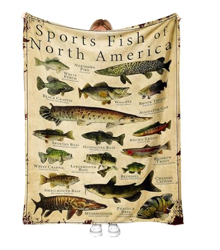 ISSOUS Couverture De Pêche – Cadeaux Amusants Pour Homme, Pêcheur, Enfants, Femmes, Garçons, Papa – 152,4 X 127 Cm