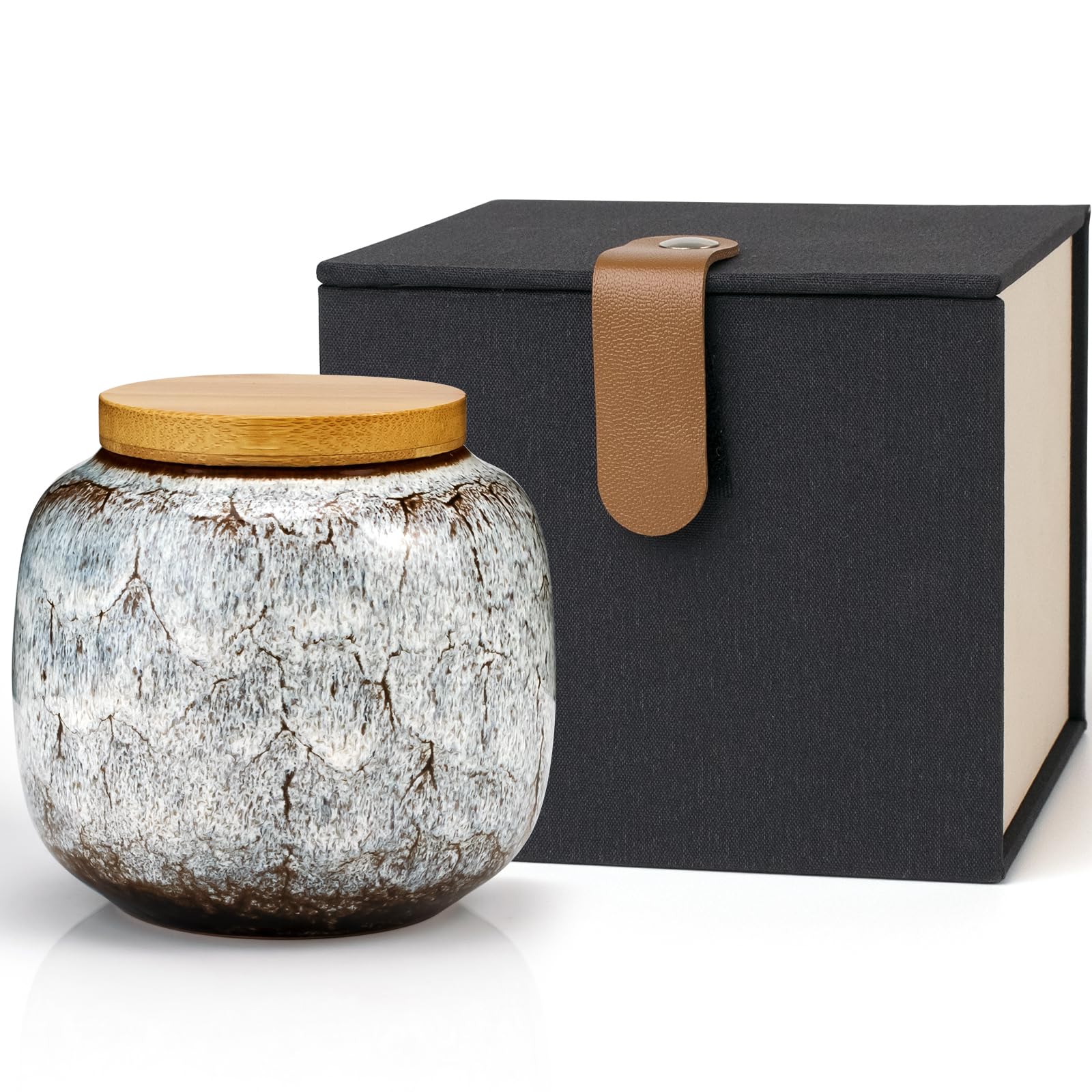 Small Urns for Human Ashes, Ceramic Memorial Mini Urns, Hold 10 Cubic Inches of Ashes, Small Sharing Ash Keepsake with Exquisite Box Honor Your Loved One Lost (White) — image 1