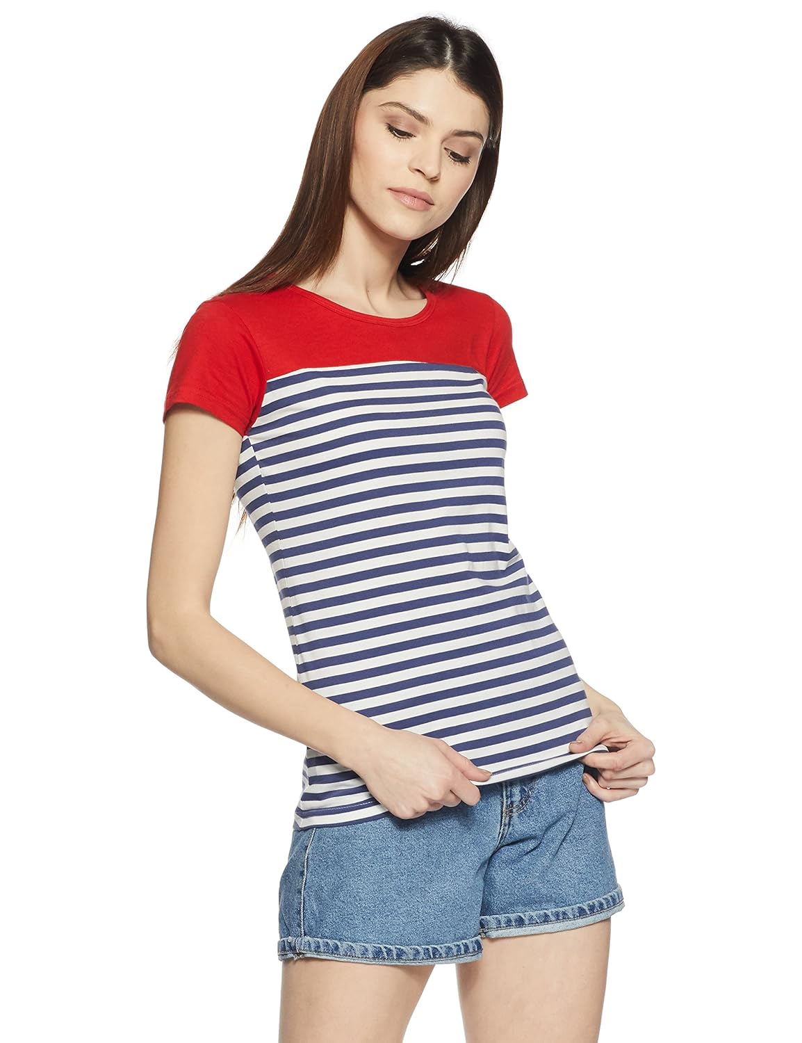 cloth theory women's striped regular fit t-shirt