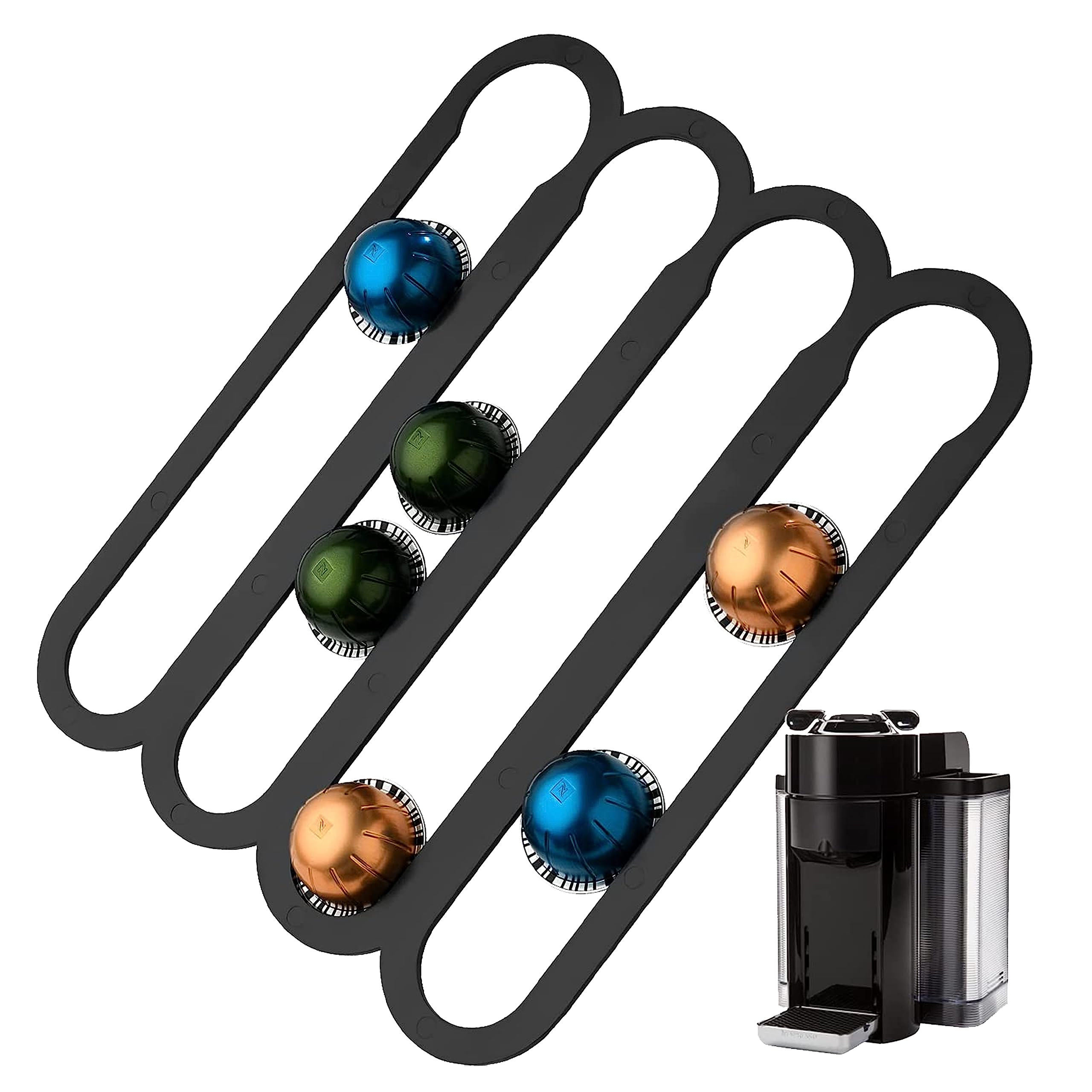 IMPRESA Capsule Holder Compatible With Nespresso VertuoLine Capsule Pods - Vertically or Horizontally Mounted on Walls or Under Cabinets, 14" by 11.75" (35cm x 30 cm) Holds 20