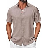 COOFANDY Mens Casual Button Down Shirt Short Sleeve Summer Shirt for Beach Vacation Resort Wear