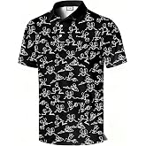 COOLLYME Men's Polo Shirt, Eye Catching Funny Print, Short Sleeve, Novelty Pattern Printed Polo Top