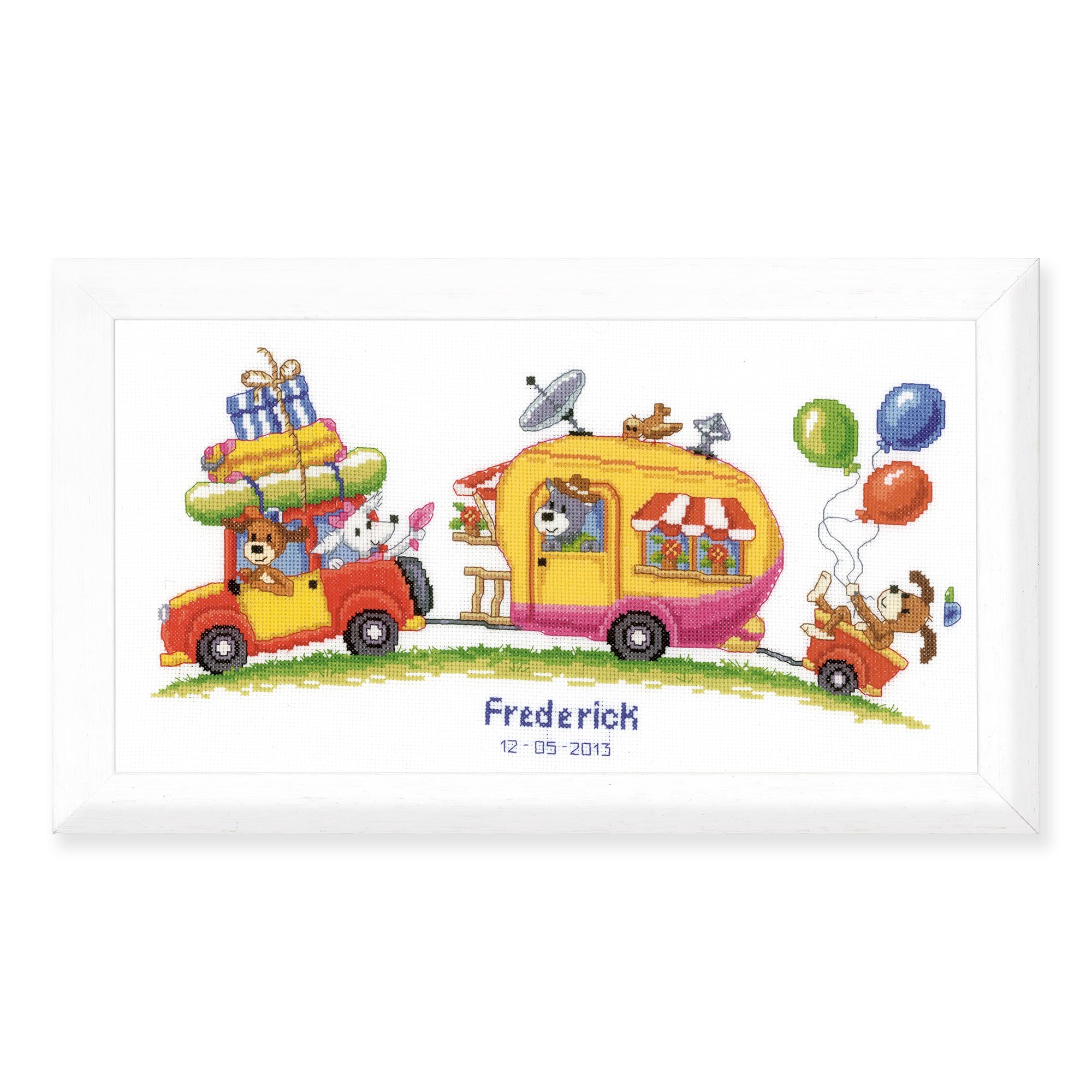 Vervaco Birth Record Caravan Trip Counted Cross Stitch, Multi-Colour